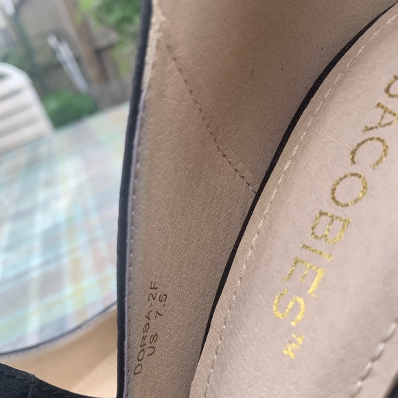 JACOBIES Woman's Pump Heels “DORSA “-  Black Satin  With Christals on heels. - Picture 11 of 15